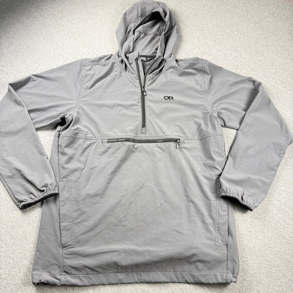 Outdoor Research Mens Gray Quarter Zip Hooded Anorak Windbreaker Jacket Size M